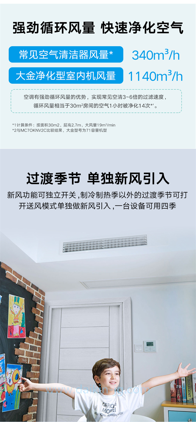 DAIKIN/大金卧室客厅室内机3D气流式新风净化型家用中央空调内机(图4)