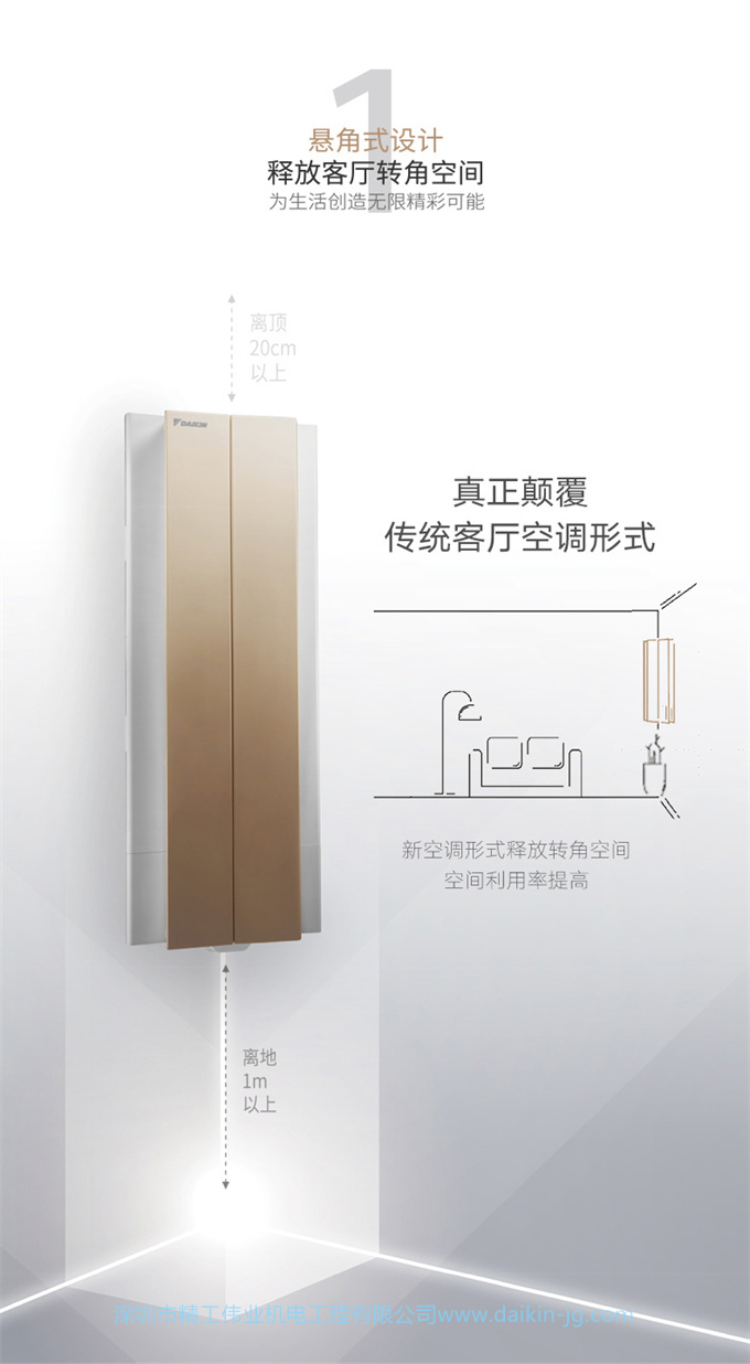 【华南专享】大金一级变频悬角式2匹空调客厅新优选FKXW150TC-W