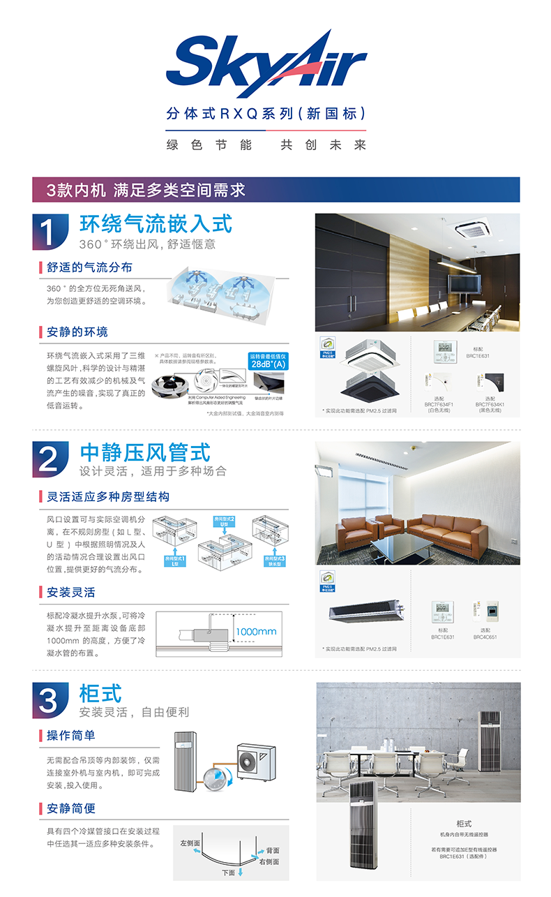 DAIKIN大金 SkyAir变频RXQ系列(新国标）商用柜式冷暖空调经典型(图2)