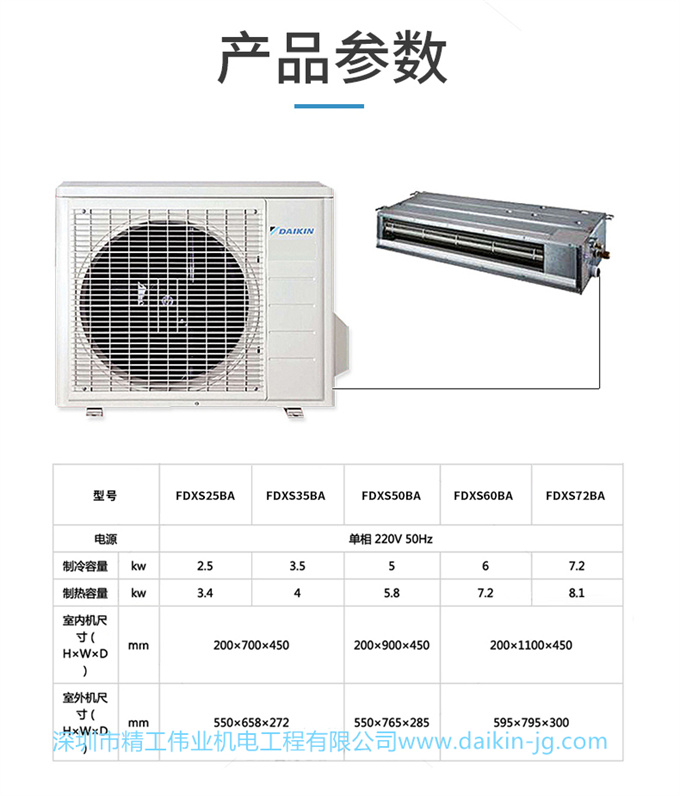 DAIKIN大金中央空调超薄风管机3匹一拖一WIFI版FDXS72BA(图6)