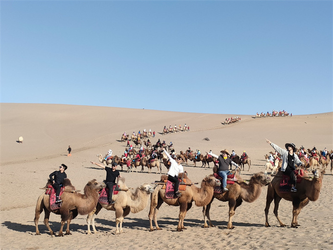 头顶烈日骄阳，身骑骆驼，体验沙漠火一般的炙热！